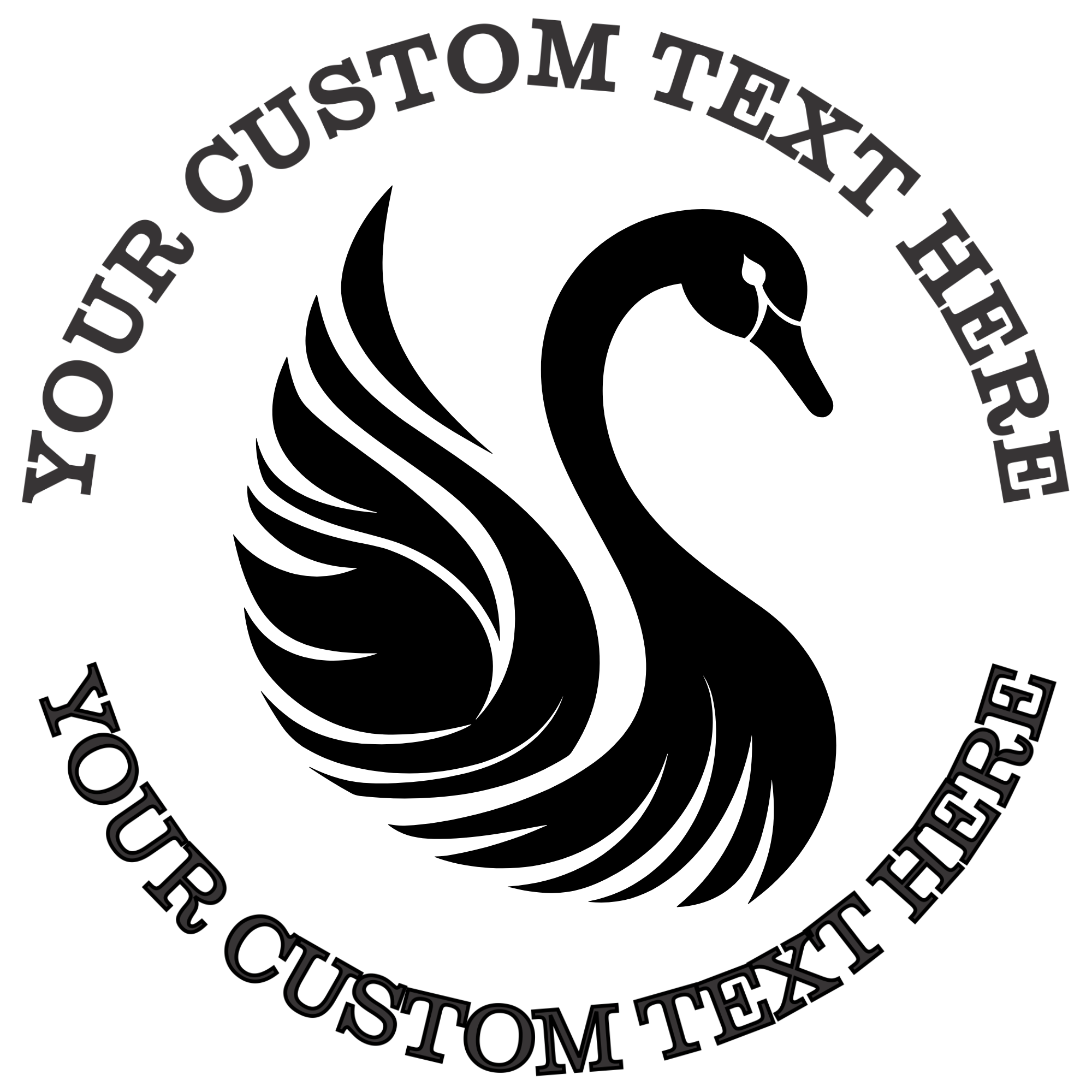 Ornate Swan Facing Right Self-Inking Custom Rubber Stamp | Personalized Return Address Stamp | Name & Address Customizable | 1.6" In Diameter Self Inking Rubber Stamp (SH-76804)