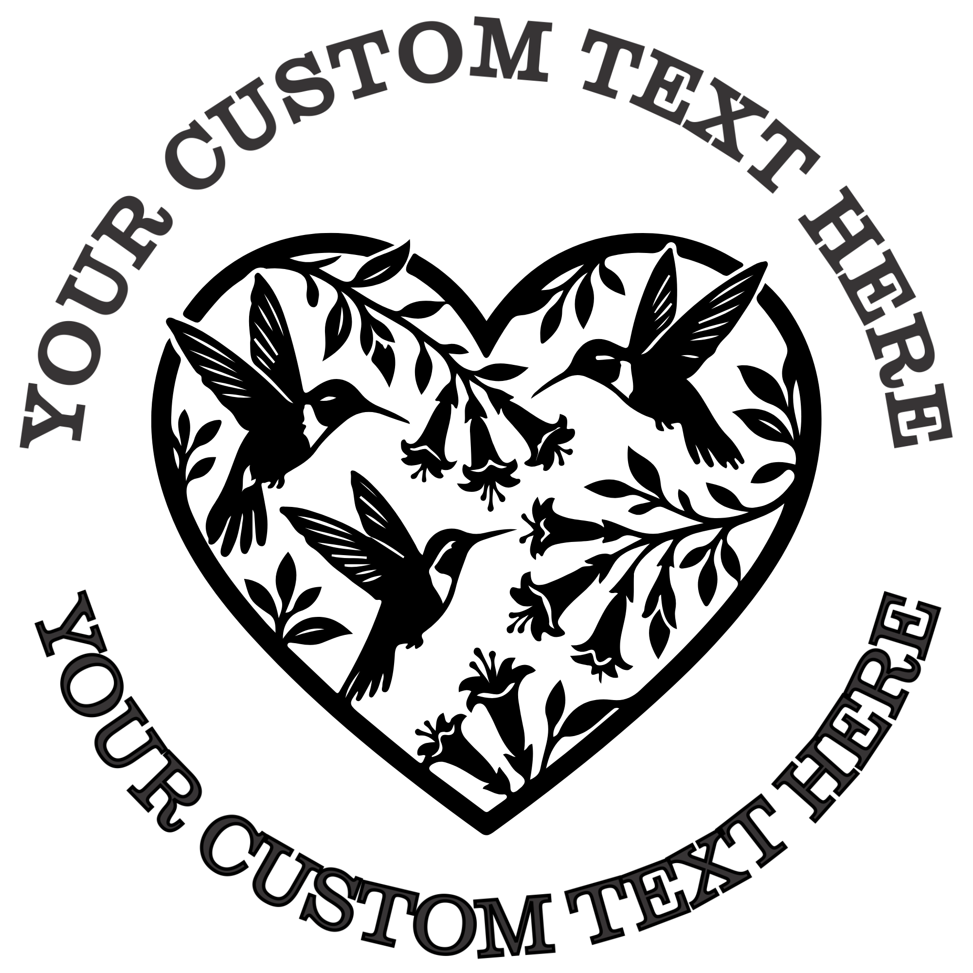 Heart with Hummingbirds Self-Inking Custom Rubber Stamp | Personalized Return Address Stamp | Name & Address Customizable | 1.6" In Diameter Self Inking Rubber Stamp (SH-76805)