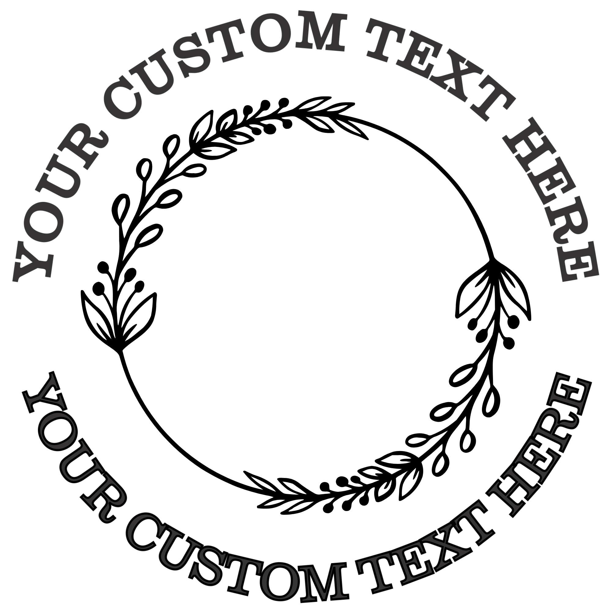 Ornate Circle with Flowers and Leaves Self-Inking Custom Rubber Stamp | Personalized Return Address Stamp | Name & Address Customizable | 1.6" In Diameter Self Inking Rubber Stamp (SH-76808)