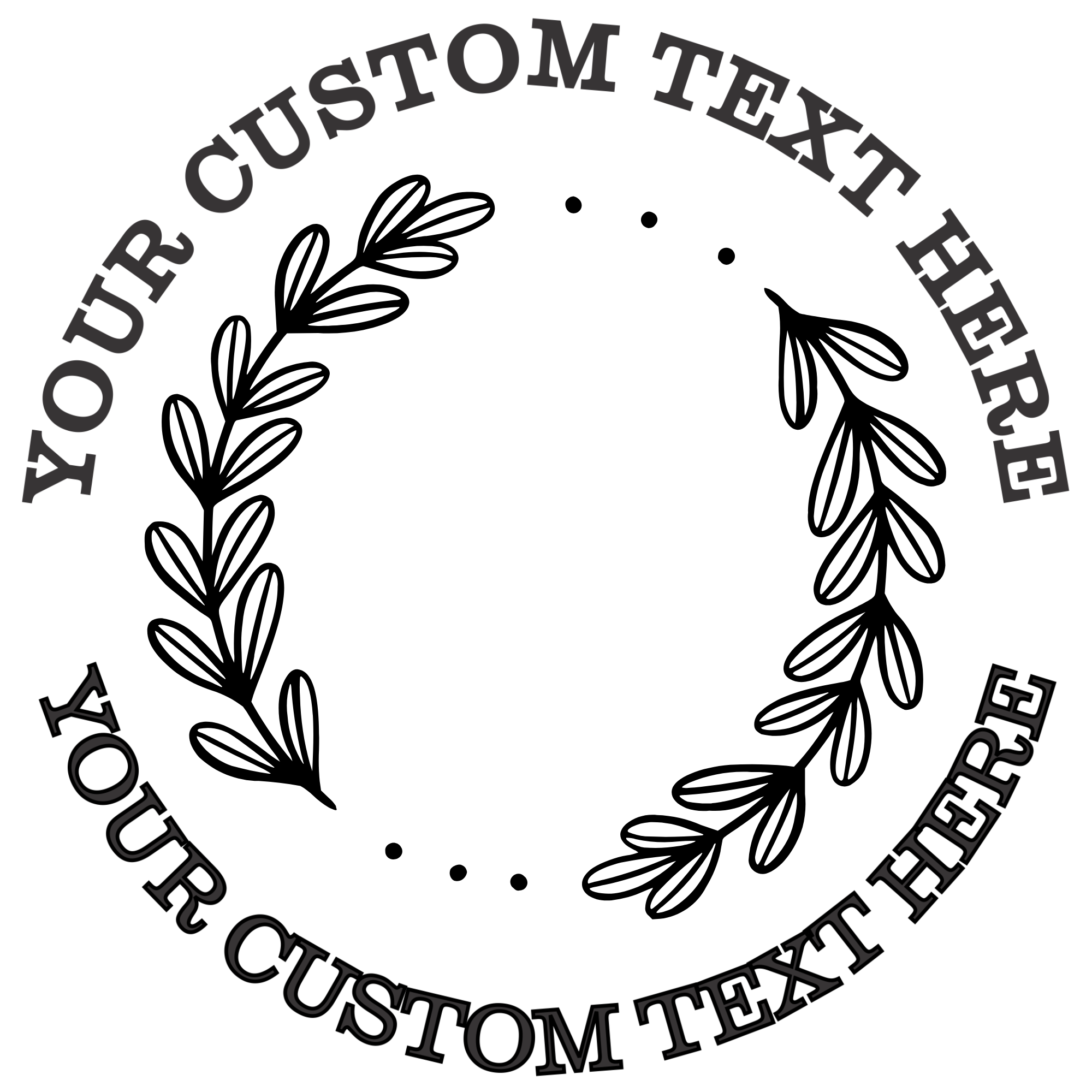 Two Branches with Leaves and Dots Self-Inking Custom Rubber Stamp | Personalized Return Address Stamp | Name & Address Customizable | 1.6" In Diameter Self Inking Rubber Stamp (SH-76809)