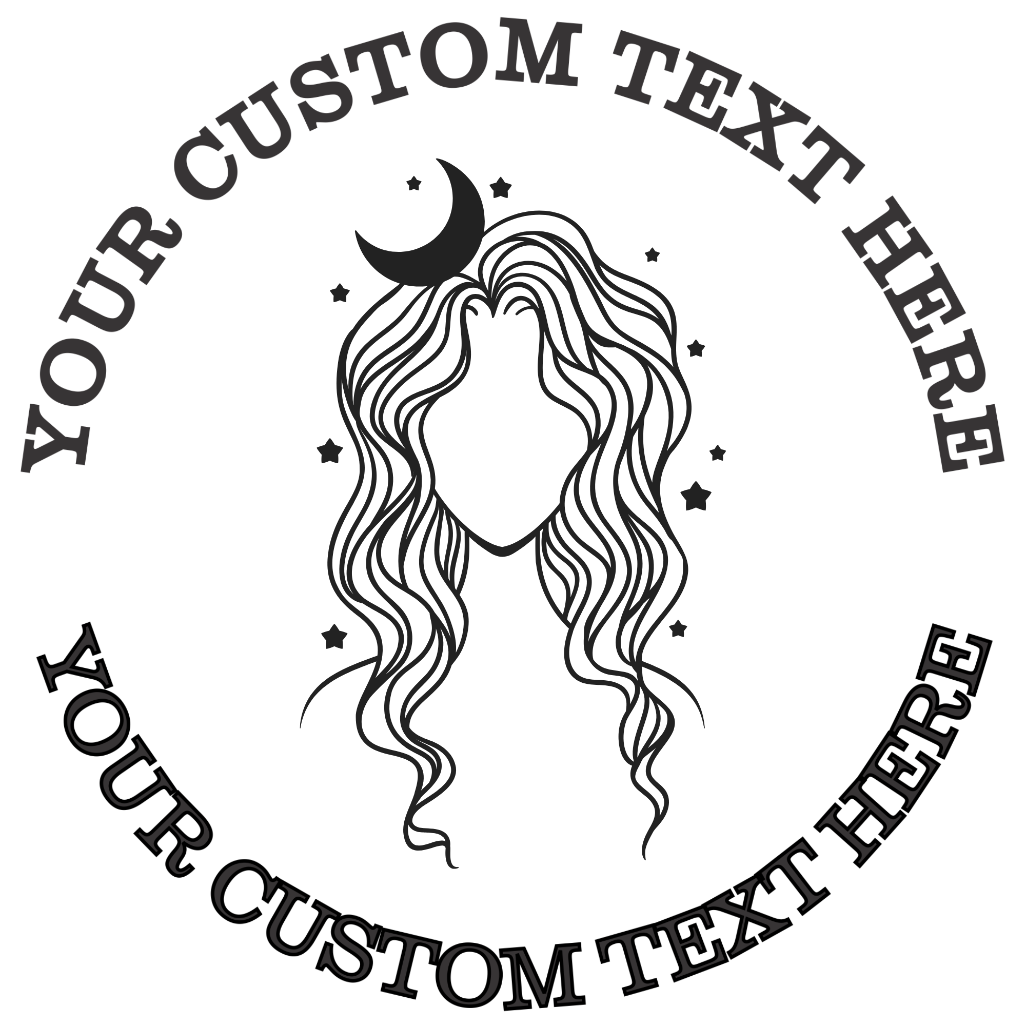Mystical Woman's Head Self-Inking Custom Rubber Stamp | Personalized Return Address Stamp | Name & Address Customizable | 1.6" In Diameter Self Inking Rubber Stamp (SH-76811)