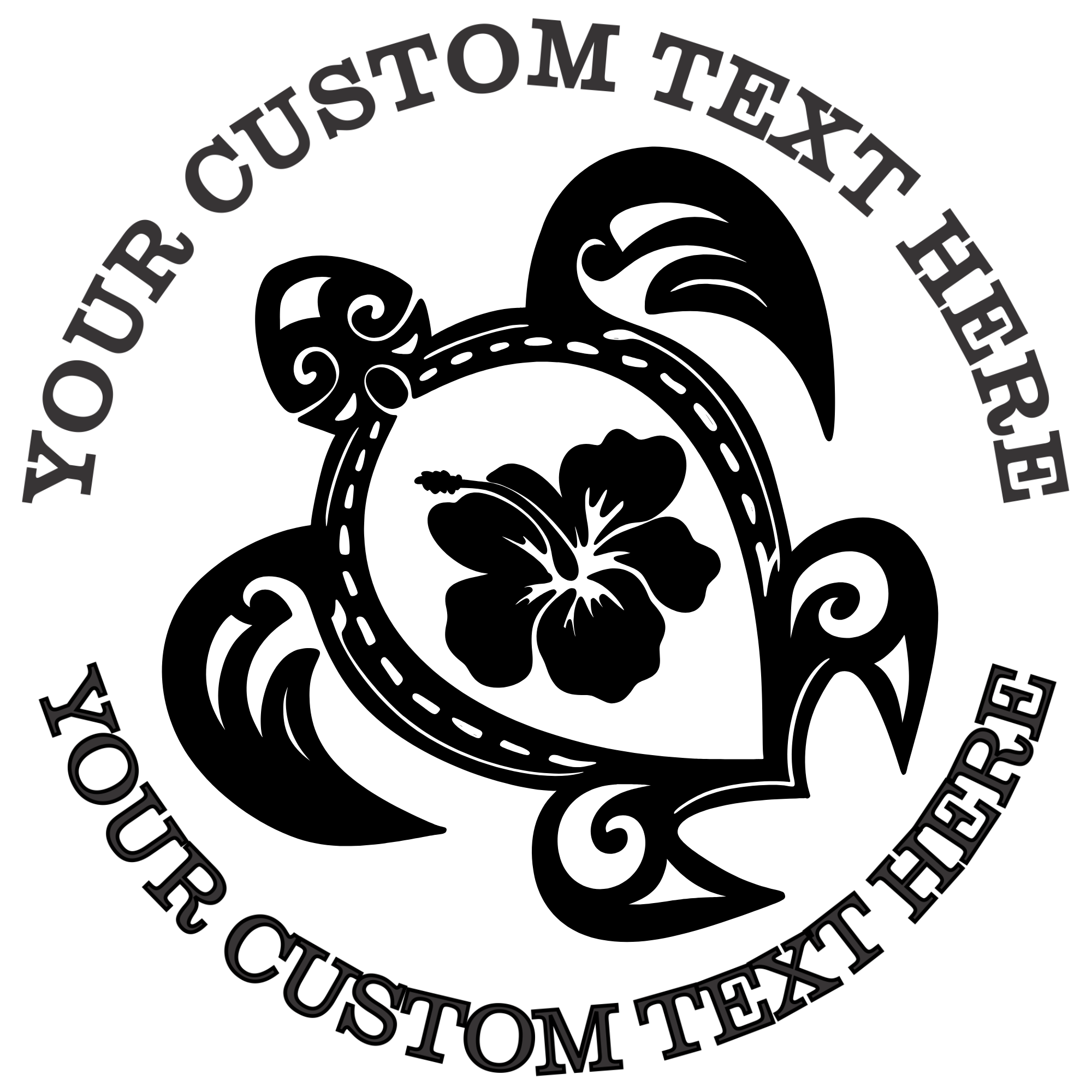 Turtle with Hibiscus Flower Facing Left Self-Inking Custom Rubber Stamp | Personalized Return Address Stamp | Name & Address Customizable | 1.6" In Diameter Self Inking Rubber Stamp (SH-76817)