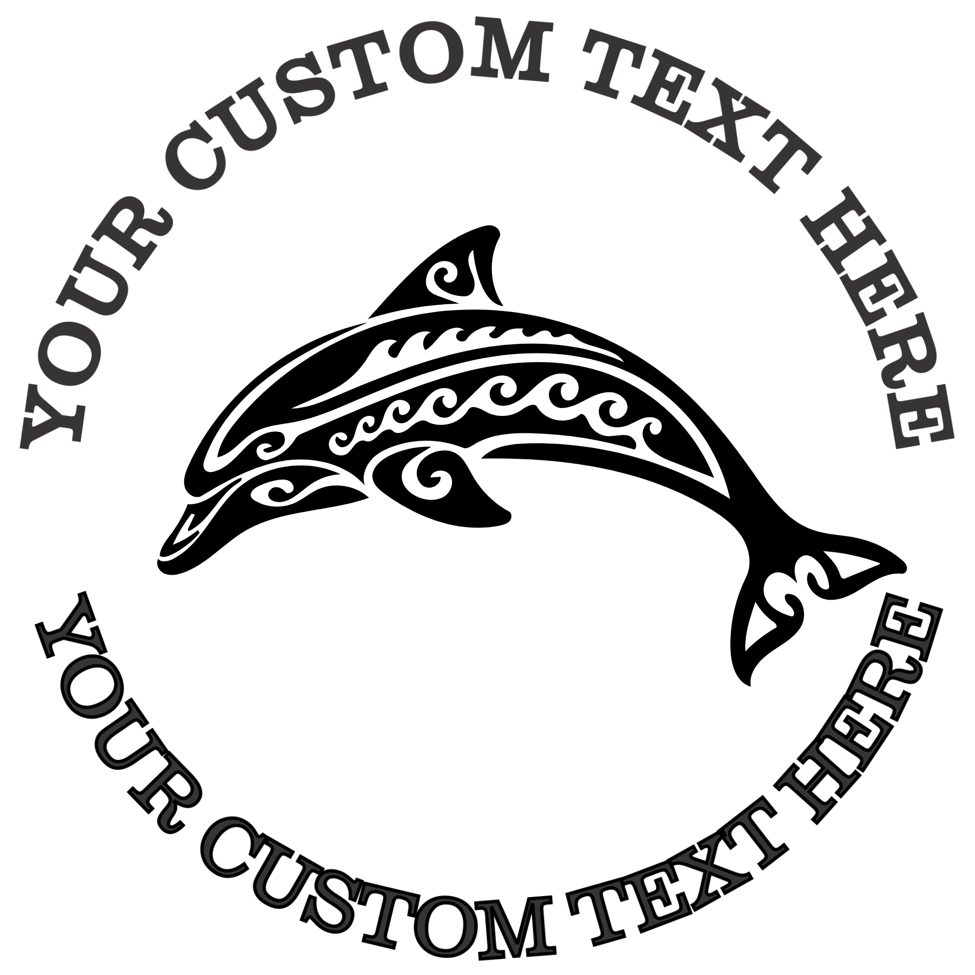 Ornate Dolphin Self-Inking Custom Rubber Stamp | Personalized Return Address Stamp | Name & Address Customizable | 1.6" In Diameter Self Inking Rubber Stamp (SH-76822)