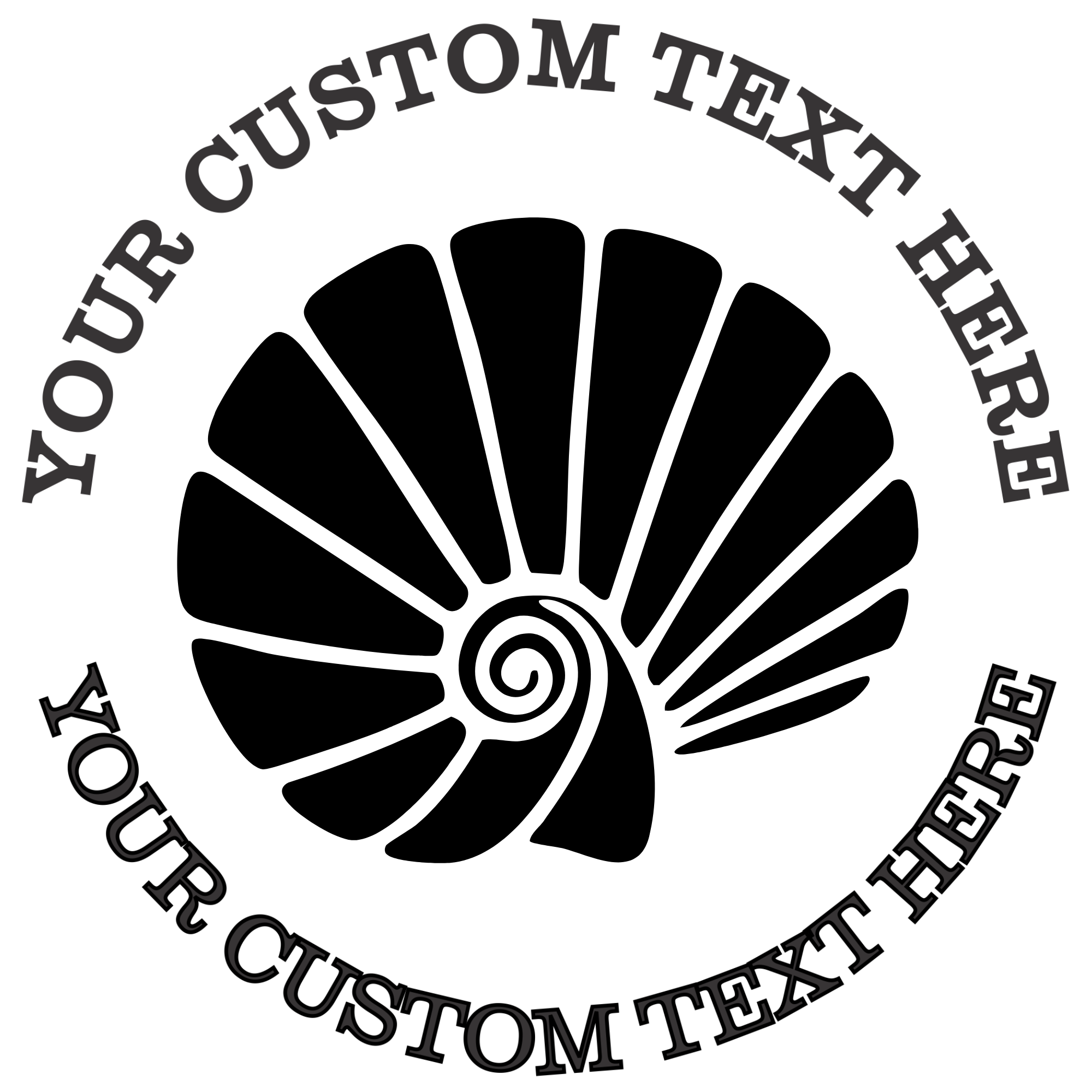 Spiral Seashell Silhouette Self-Inking Custom Rubber Stamp | Personalized Return Address Stamp | Name & Address Customizable | 1.6" In Diameter Self Inking Rubber Stamp (SH-76823)