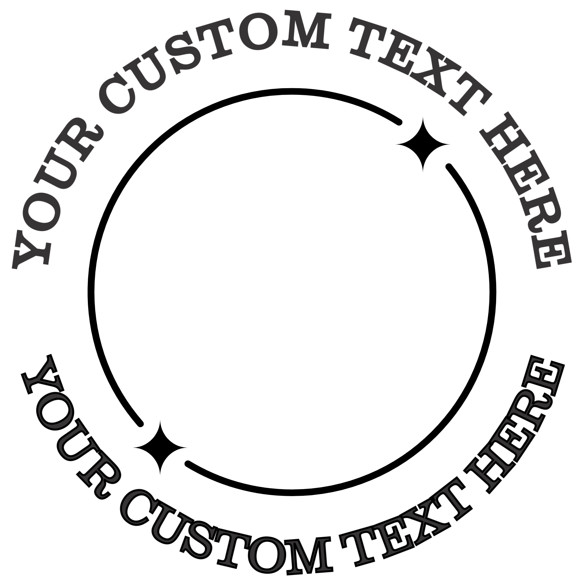 Circle with Two Diamonds Self-Inking Custom Rubber Stamp | Personalized Return Address Stamp | Name & Address Customizable | 1.6" In Diameter Self Inking Rubber Stamp (SH-76836)