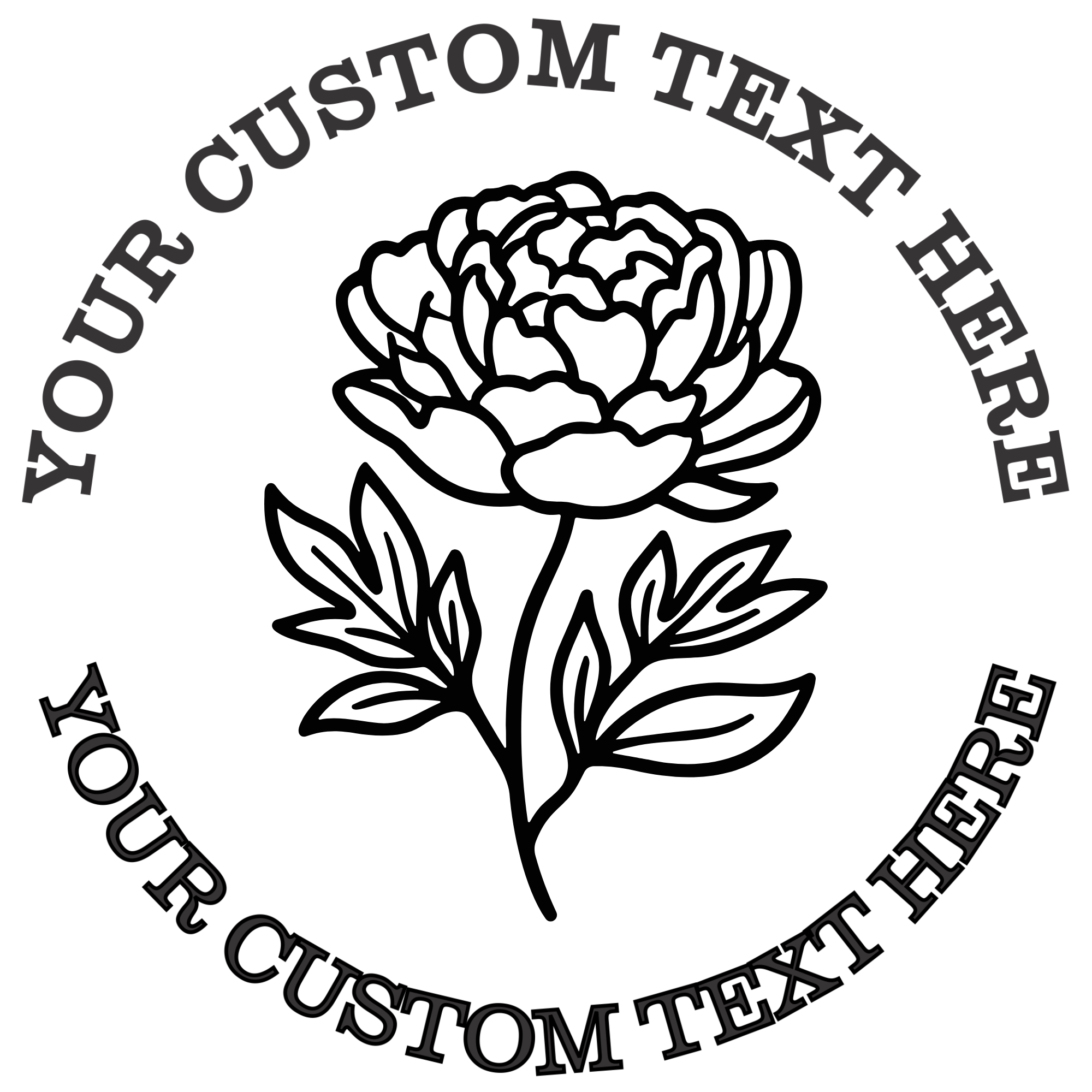 Large Peony Flower Self-Inking Custom Rubber Stamp | Personalized Return Address Stamp | Name & Address Customizable | 1.6" In Diameter Self Inking Rubber Stamp (SH-76839)