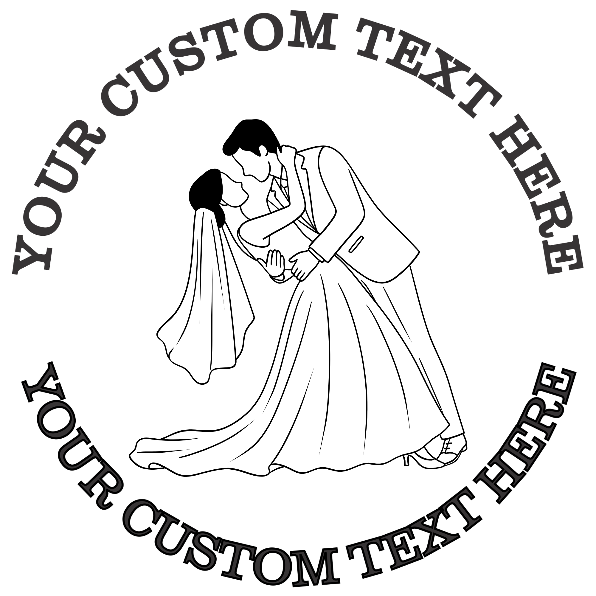 Bride and Groom Kissing Self-Inking Custom Rubber Stamp | Personalized Return Address Stamp | Name & Address Customizable | 1.6" In Diameter Self Inking Rubber Stamp (SH-76842)