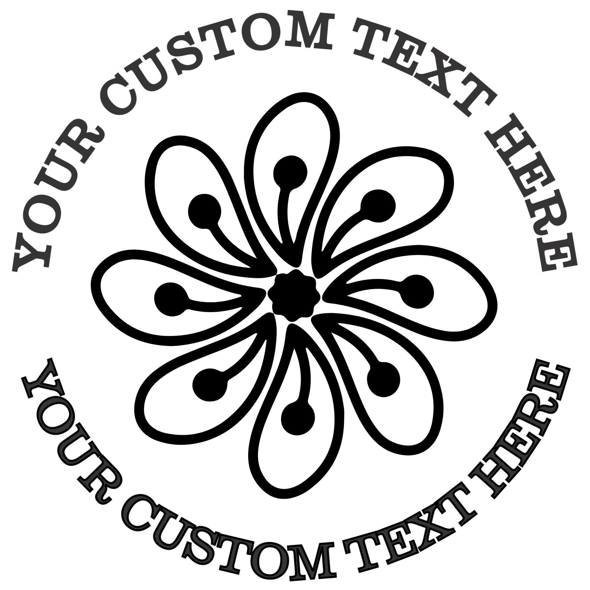 Flower with Dots Outline Self-Inking Custom Rubber Stamp | Personalized Return Address Stamp | Name & Address Customizable | 1.6" In Diameter Self Inking Rubber Stamp (SH-76849)