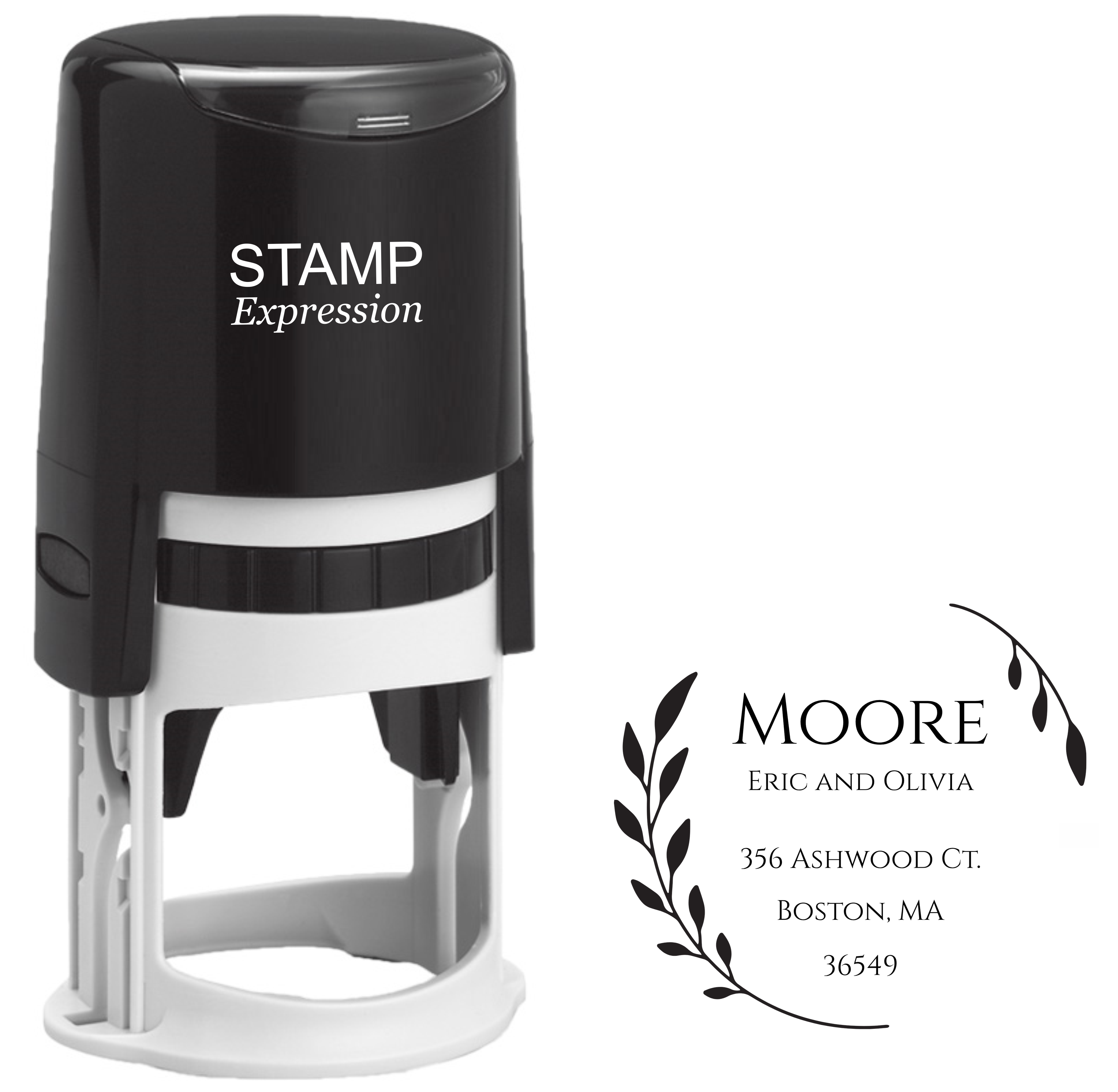 Moore Floral Frame Address Stamp