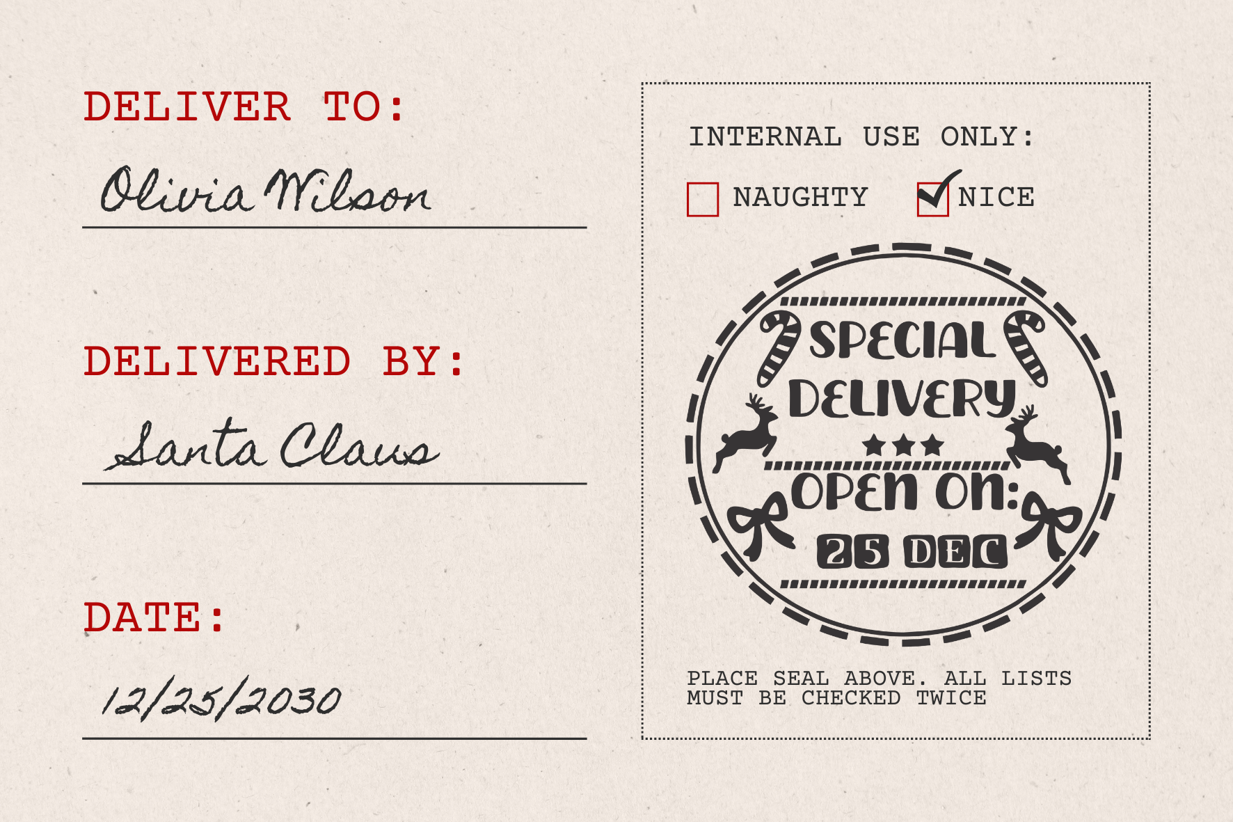 Special Delivery OPen On December 25 Christmas Stamp (SH-76268)