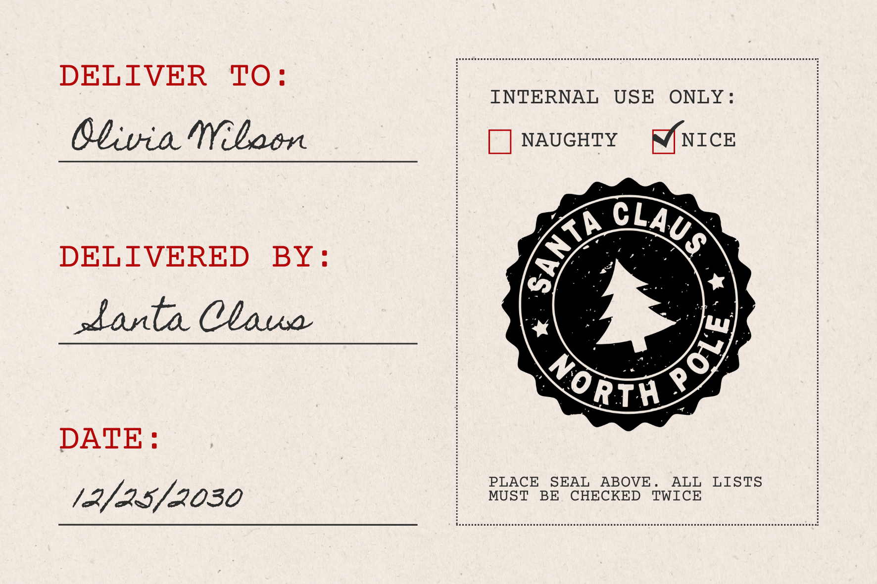 Santa Claus North Pole Rustic Christmas Stamp (SH-76263)