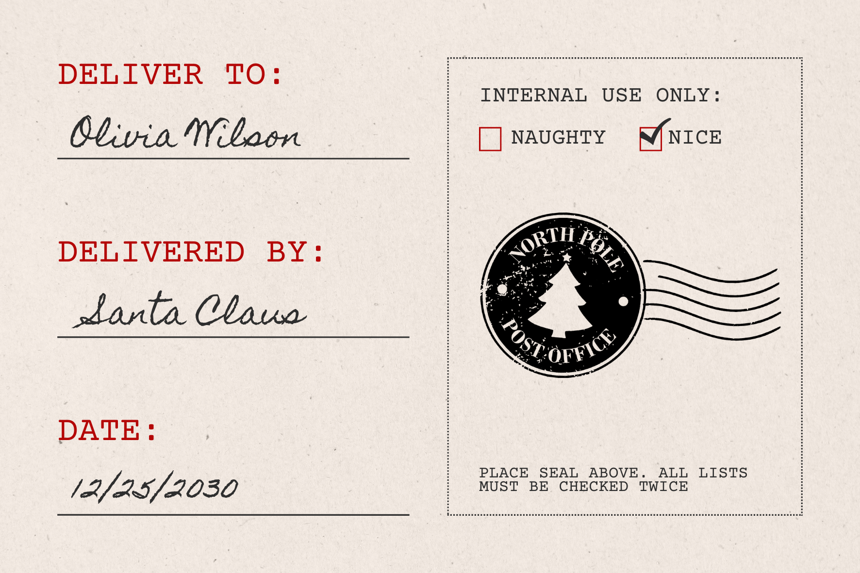 Large North Pole Post Office Christmas Stamp (SH-76281)