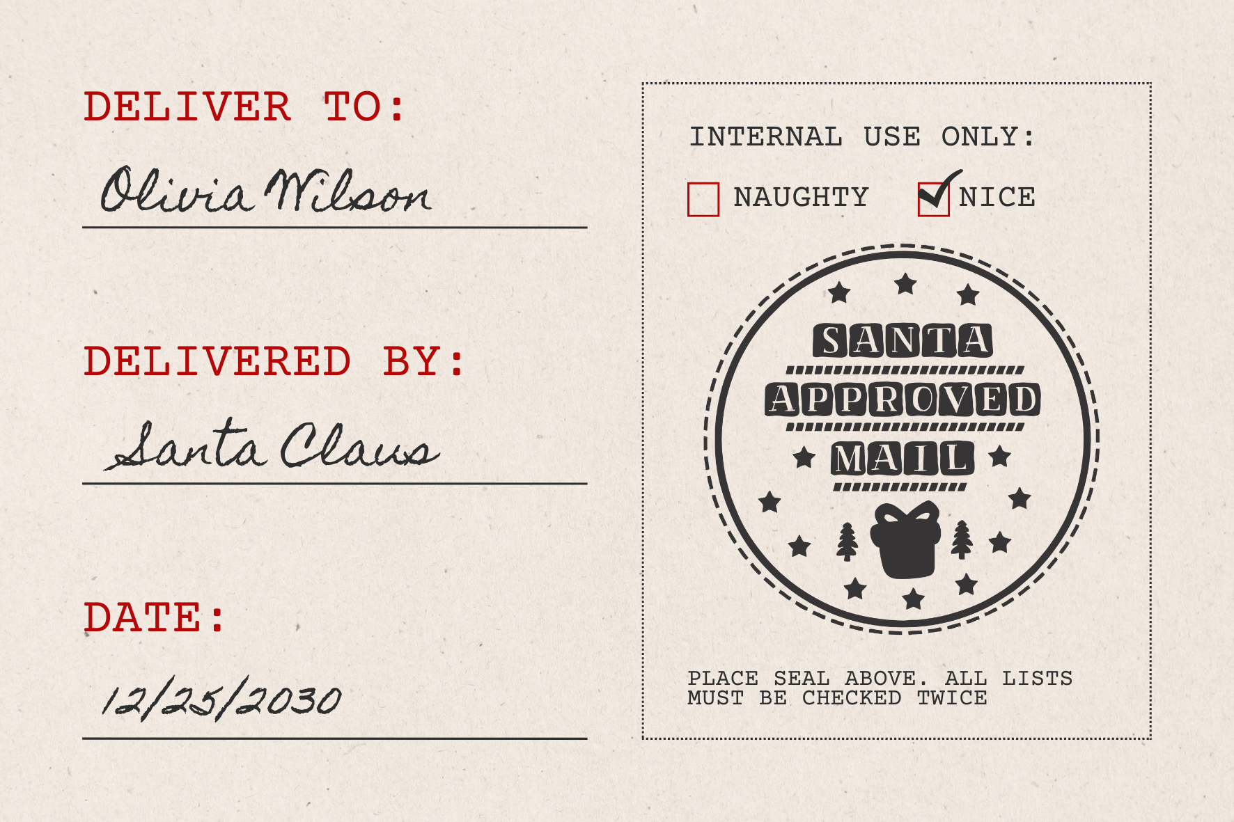 Santa Approved Mail Christmas Stamp (SH-76269)