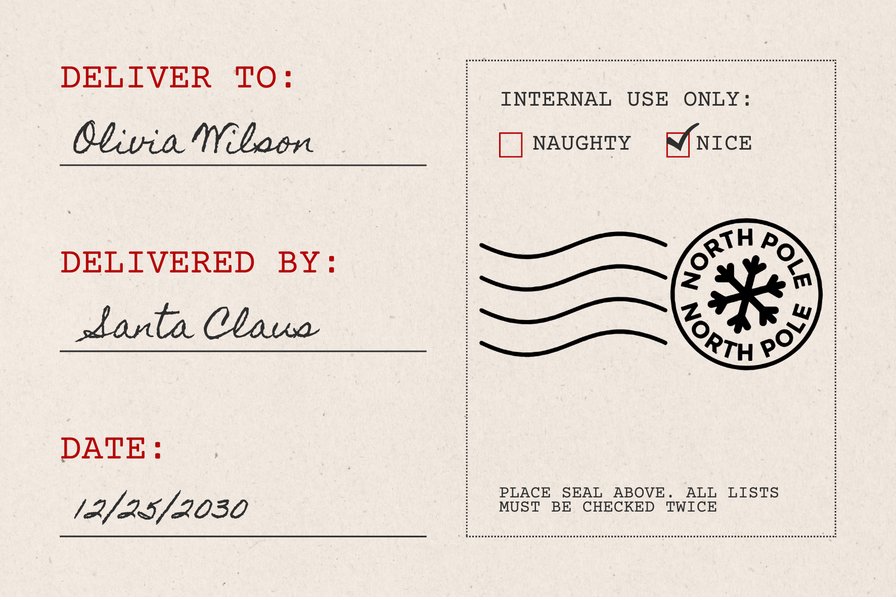 Large North Pole Christmas Stamp (SH-76271)