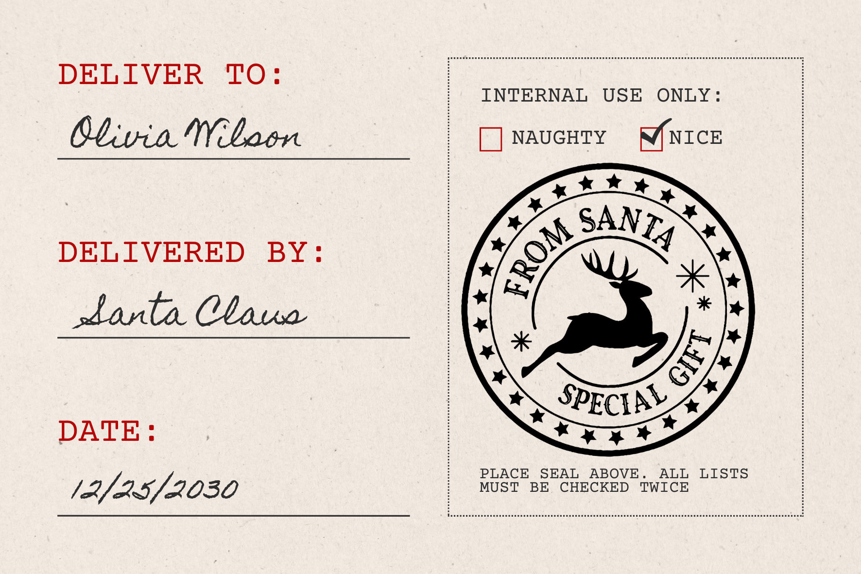 From Santa Special Gift Rainier Rustic Christmas Stamp (SH-76253)