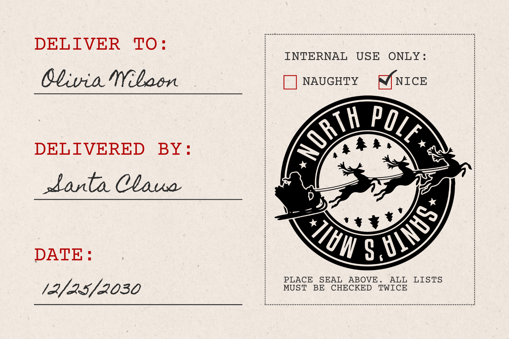 North Pole Santa's Mail Christmas Stamp (SH-76270)