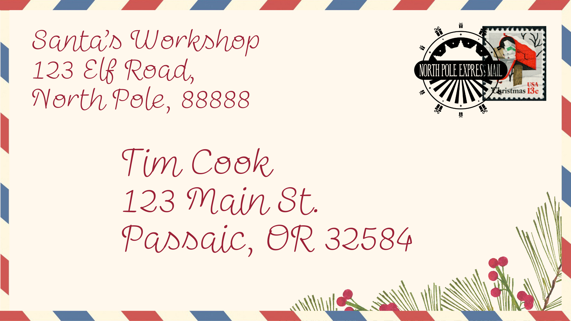 North Pole Express Mail Christmas Stamp (SH-76262)