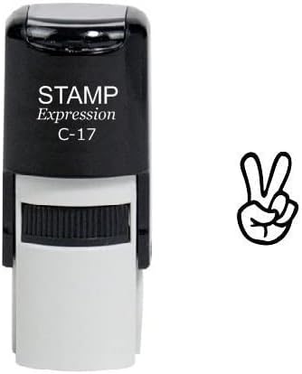 Hand Peace Sign Self Inking Rubber Stamp (SH-6254)