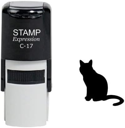 Black Sitting Cat Self Inking Rubber Stamp (SH-6669)