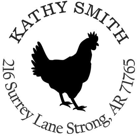 Rooster Chicken Custom Return Address Stamp - Self Inking. Personalized Rubber Stamp with Lines of Text (SH-76116)