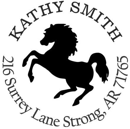 Galloping Horse Custom Return Address Stamp - Self Inking. Personalized Rubber Stamp with Lines of Text (SH-76791)