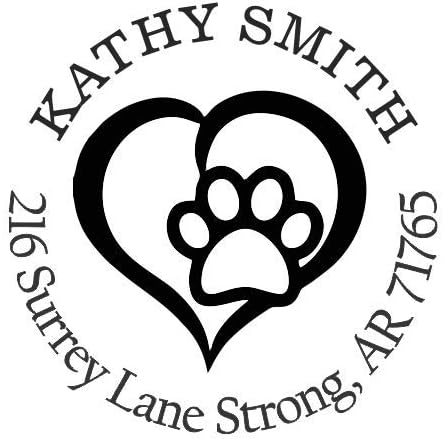 Paw Print Dog Lover Custom Return Address Stamp - Self Inking. Personalized Rubber Stamp with Lines of Text (SH-76314)
