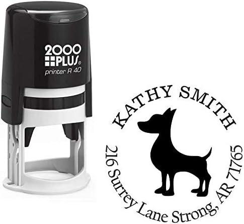 Cute Dog Custom Return Address Stamp - Self Inking. Personalized Rubber Stamp with Lines of Text (SH-76067)