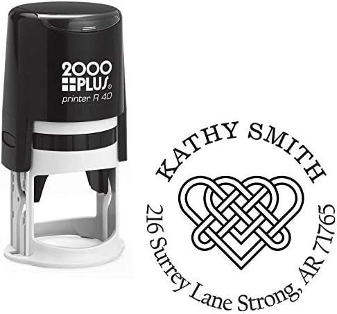 Celtic Heart Custom Return Address Stamp - Self Inking. Personalized Rubber Stamp with Lines of Text (SH-76172)