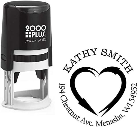 Fishing Hooks Hearts Hunting Custom Return Address Stamp - Self Inking. Personalized Rubber Stamp with Lines of Text (SH-76037)