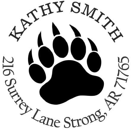 Bear Paw Custom Return Address Stamp - Self Inking. Personalized Rubber Stamp with Lines of Text (SH-76043)