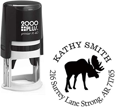 Moose Custom Return Address Stamp - Self Inking. Personalized Rubber Stamp with Lines of Text (SH-76041)