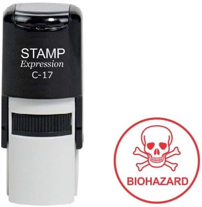 Biohazard with Skull Round Office Self Inking Rubber Stamp (SH-6974)