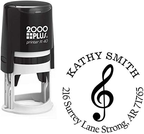 G-Clef Music Custom Return Address Stamp - Self Inking. Personalized Rubber Stamp with Lines of Text (SH-76042)