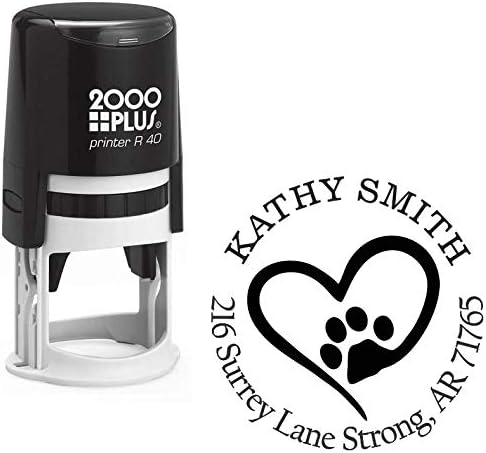 Dog Paw Dog Lover Custom Return Address Stamp - Self Inking. Personalized Rubber Stamp with Lines of Text (SH-76297)