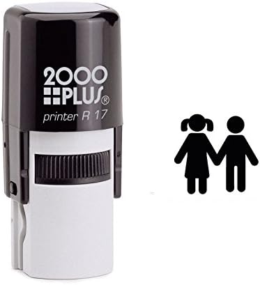 Boy And Girl Holding Hands Self Inking Rubber Stamp (SH-6347)