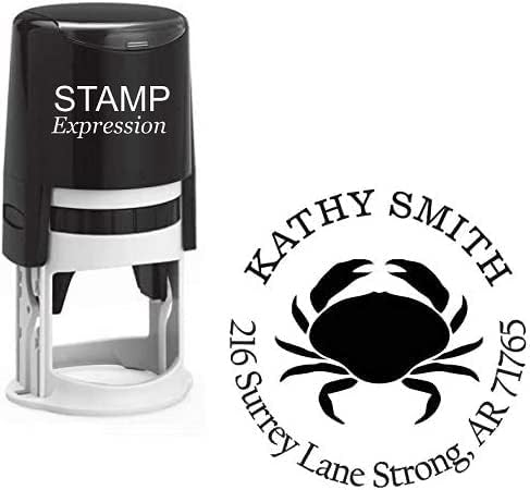 Crab Custom Return Address Stamp - Self Inking. Personalized Rubber Stamp with Lines of Text (SH-76333)