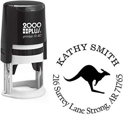 Kangaroo Custom Return Address Stamp - Self Inking. Personalized Rubber Stamp with Lines of Text (A-76101)