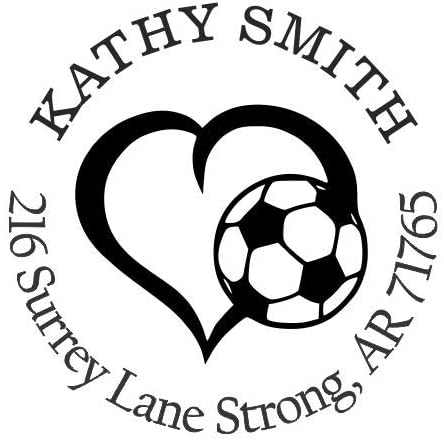Love Soccer Custom Return Address Stamp - Self Inking. Personalized Rubber Stamp with Lines of Text (SH-76932)