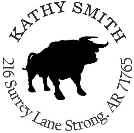 Bull Custom Return Address Stamp - Self Inking. Personalized Rubber Stamp with Lines of Text (SH-76026)