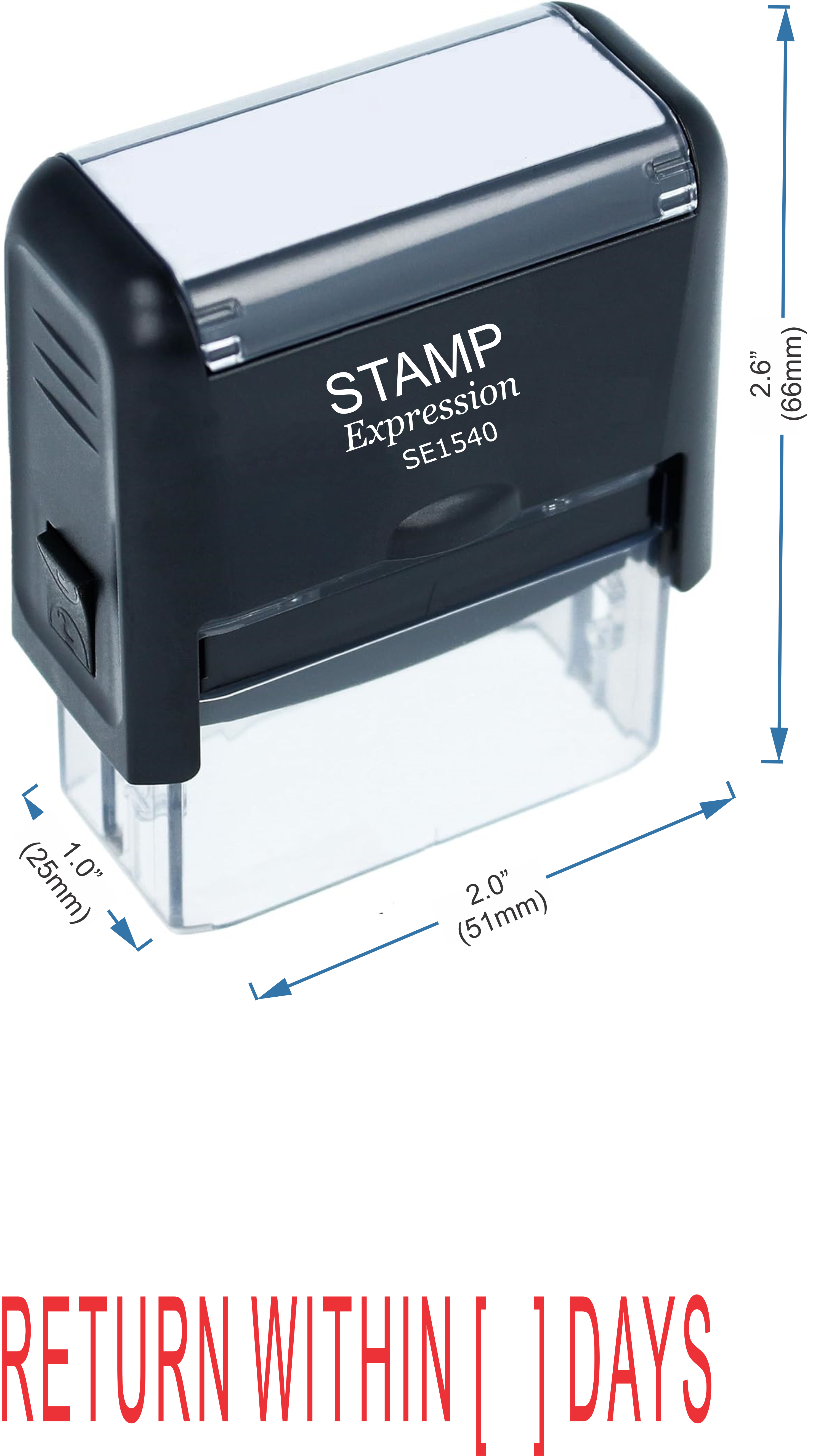 Return Within [ ] Days Office Self Inking Rubber Stamp (50288)