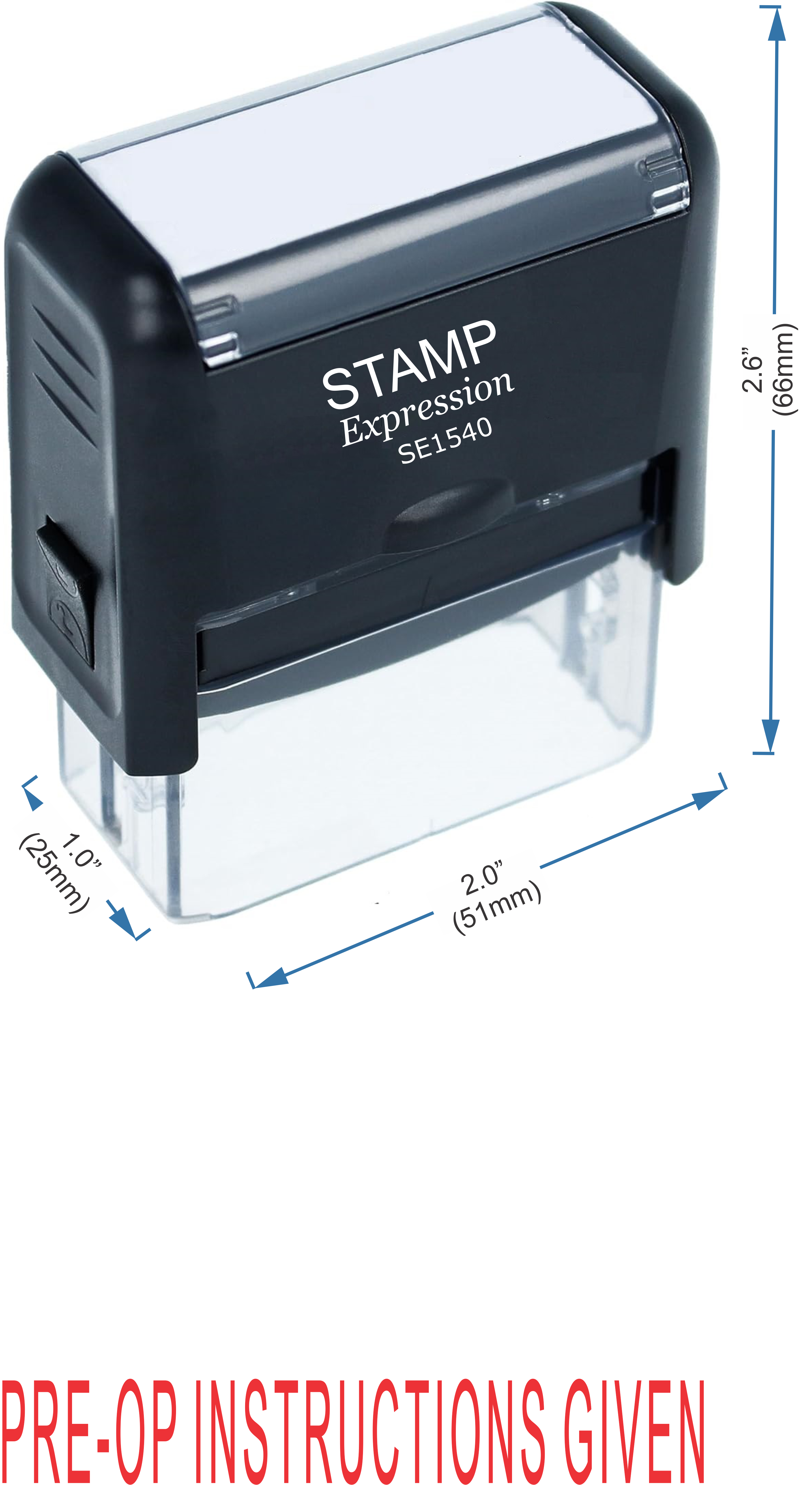 Pre-Op Instructions Given Medical Office Self Inking Rubber Stamp (50373)