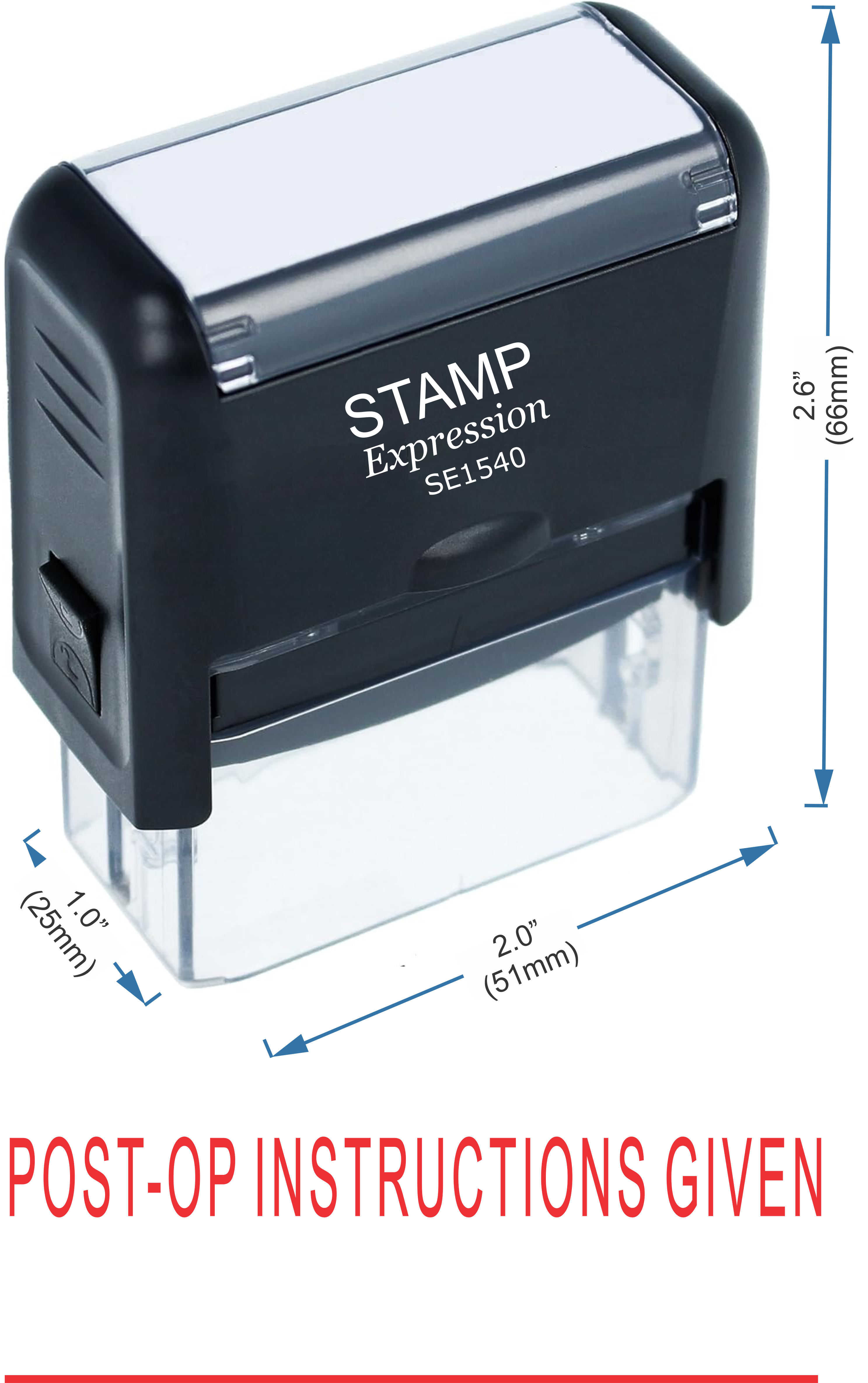 Post-Op Instructions Given With Line Medical Office Self Inking Rubber Stamp (50376)