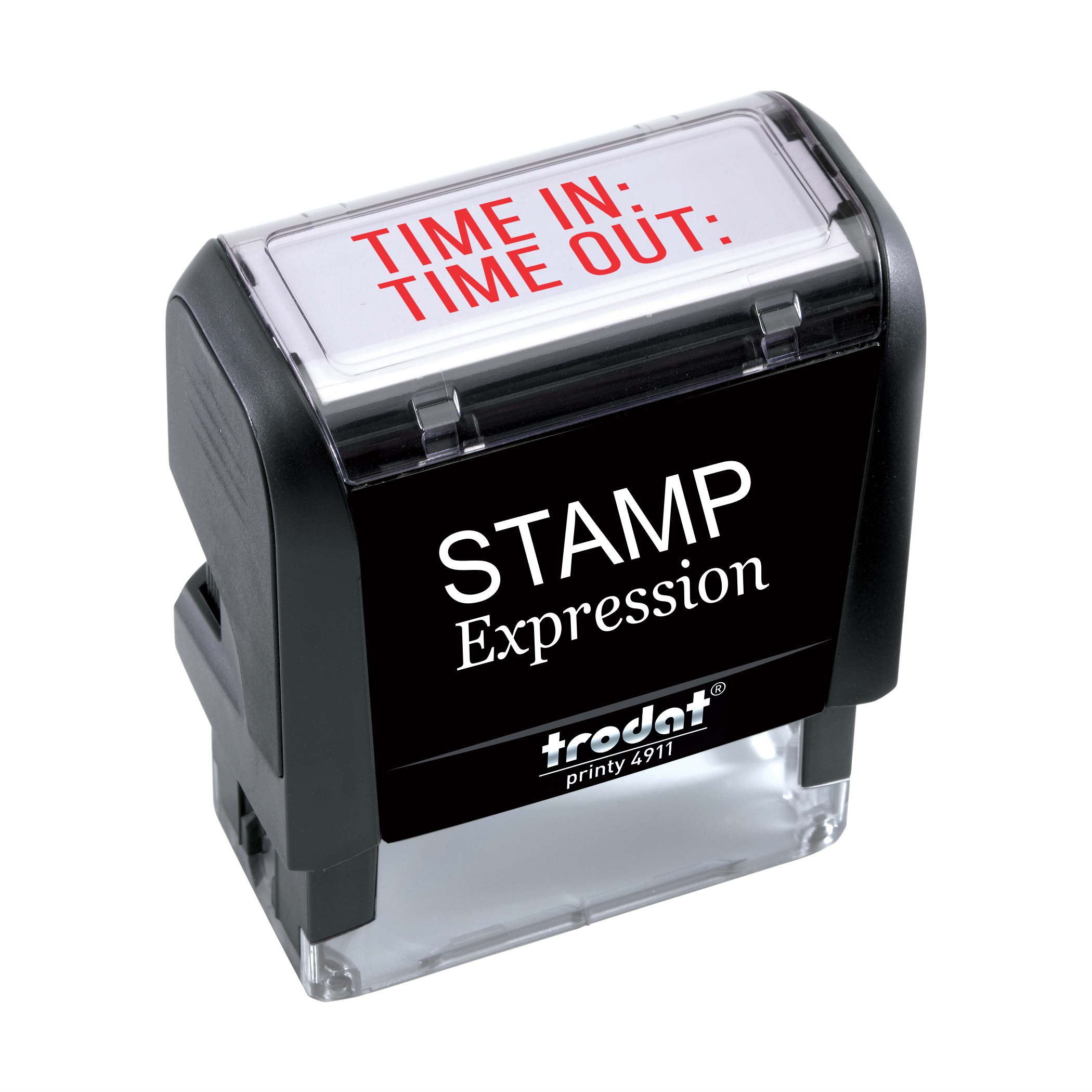 TIME in TIME Out Office Self Inking Rubber Stamp