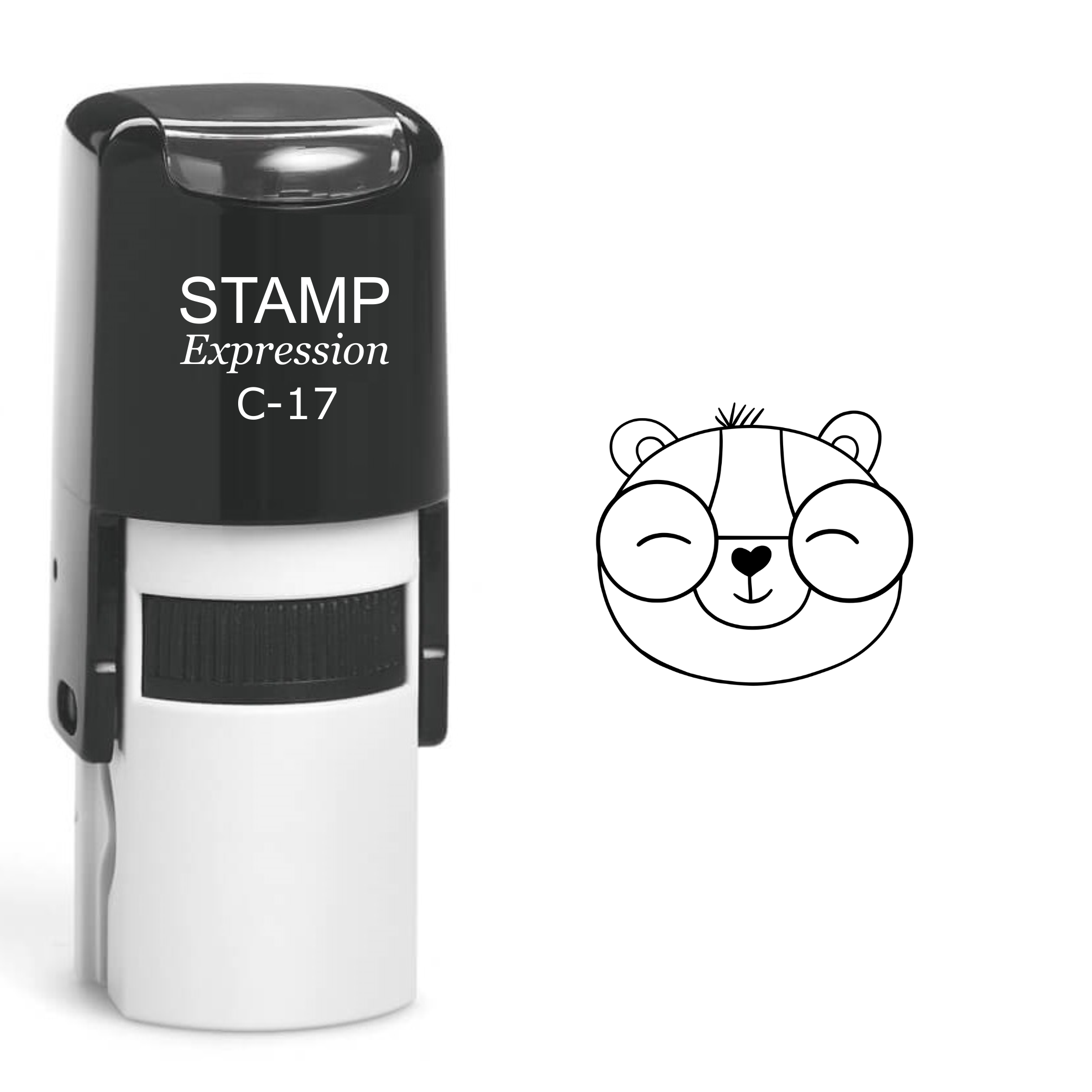 Bear Wearing Glasses Head Self Inking Rubber Stamp (SH-60166)
