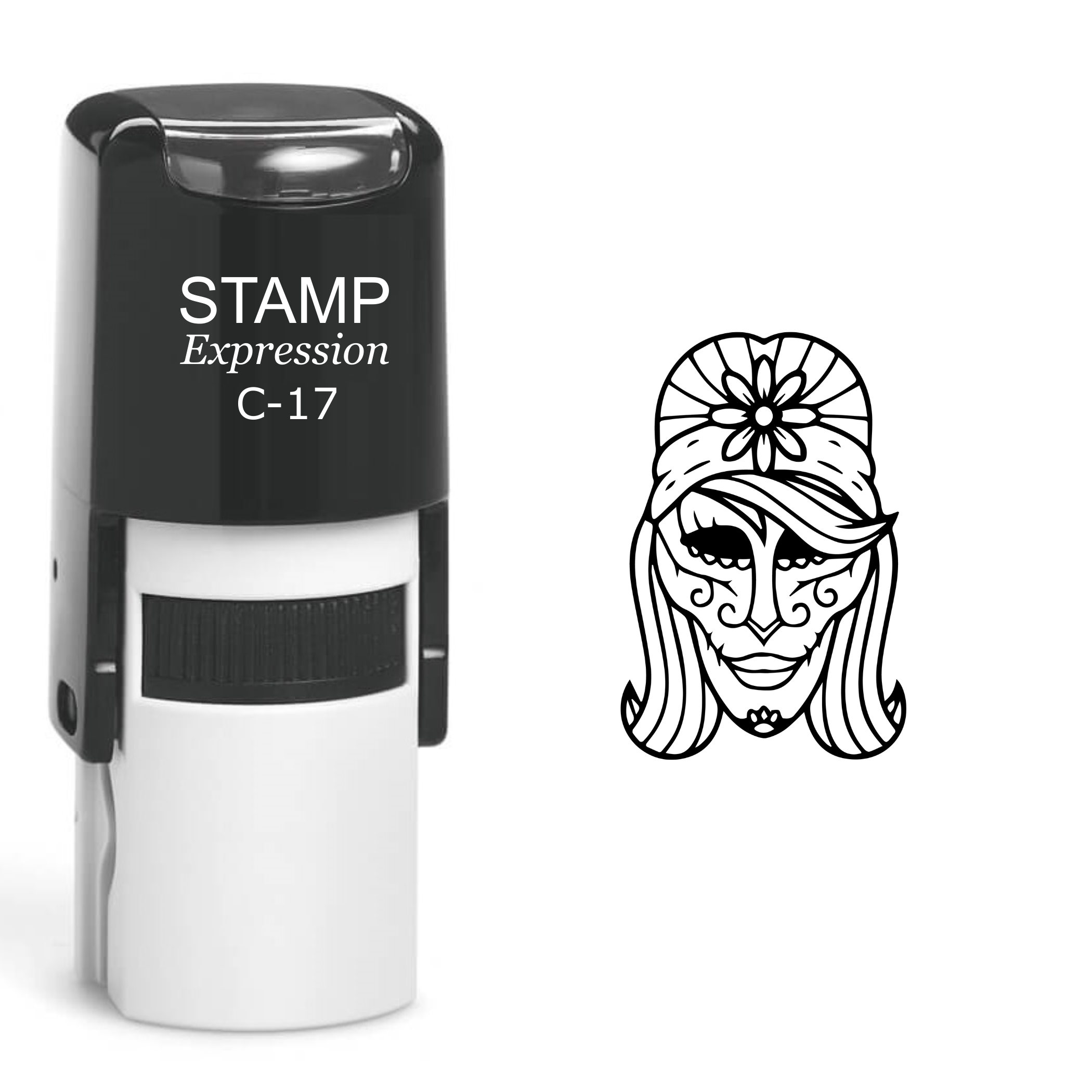 Lady Sugar Skull Calavera Day Of The Dead Self Inking Rubber Stamp (SH-60377)