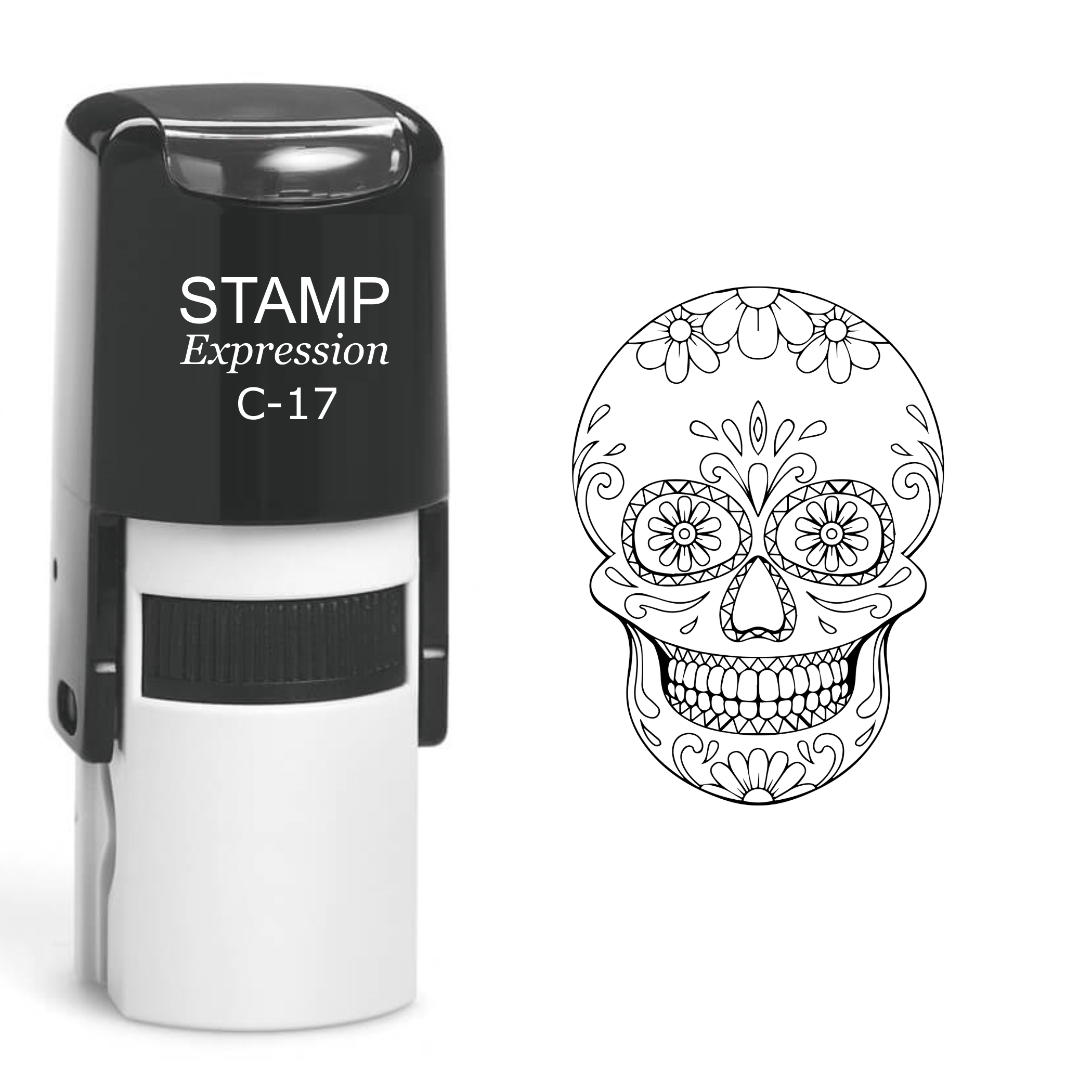 Sugar Skull Calavera Day Of The Dead Self Inking Rubber Stamp (SH-60402)