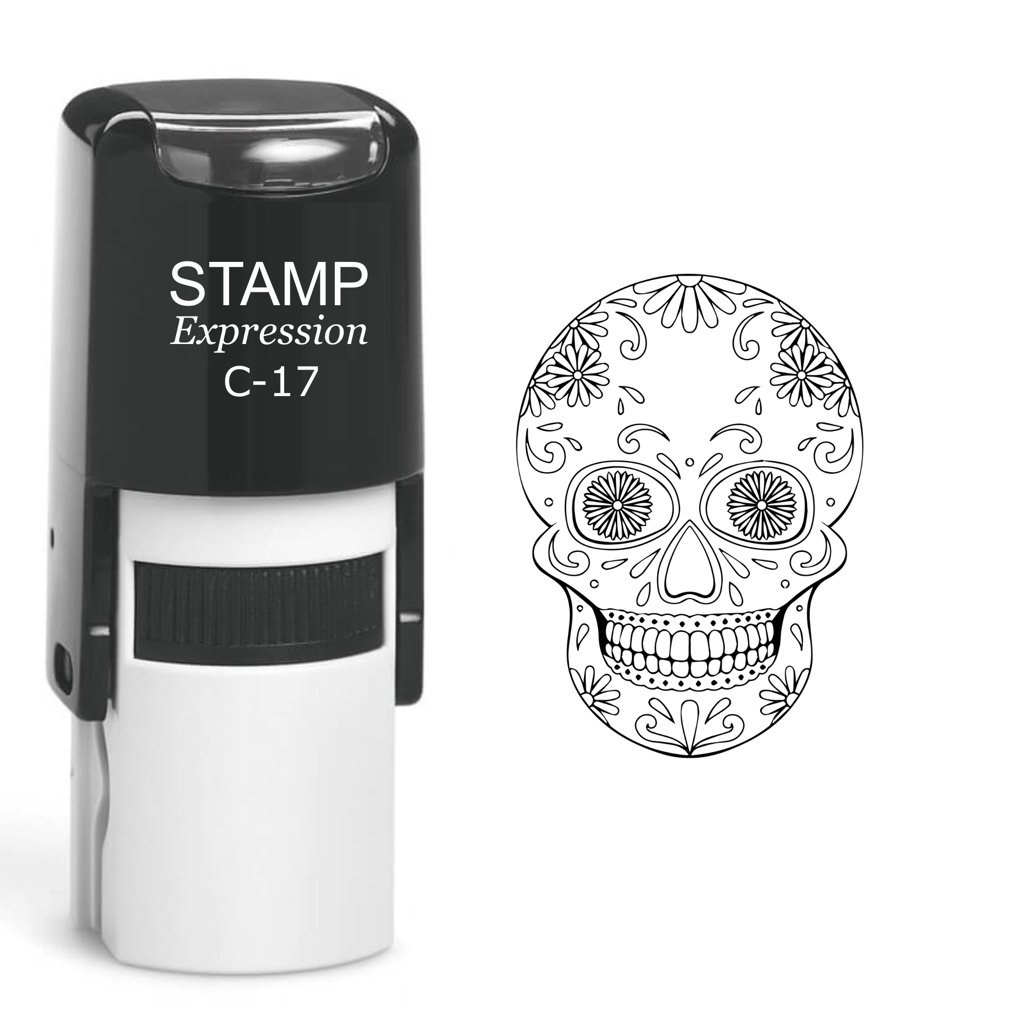 Sugar Skull Calavera Day Of The Dead Self Inking Rubber Stamp (SH-60403)