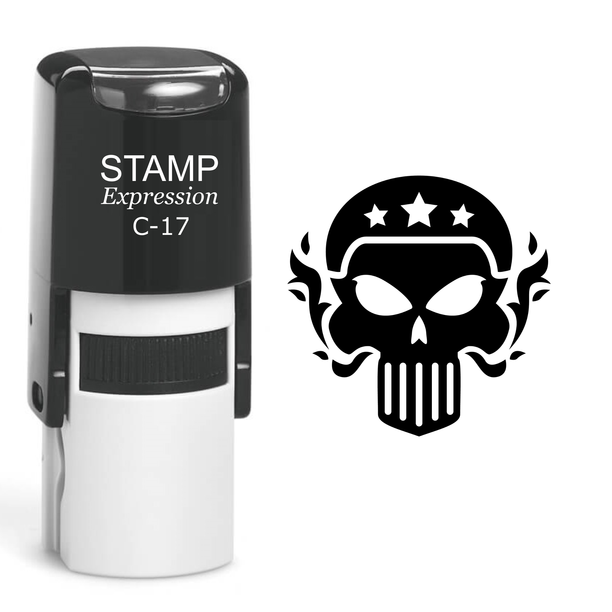 Biker Skull Self Inking Rubber Stamp (SH-60410)