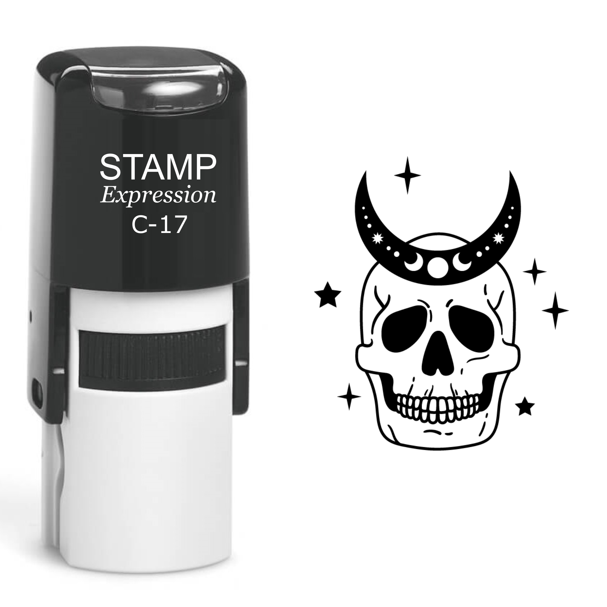Skull With Moon Phases Self Inking Rubber Stamp (SH-60523)