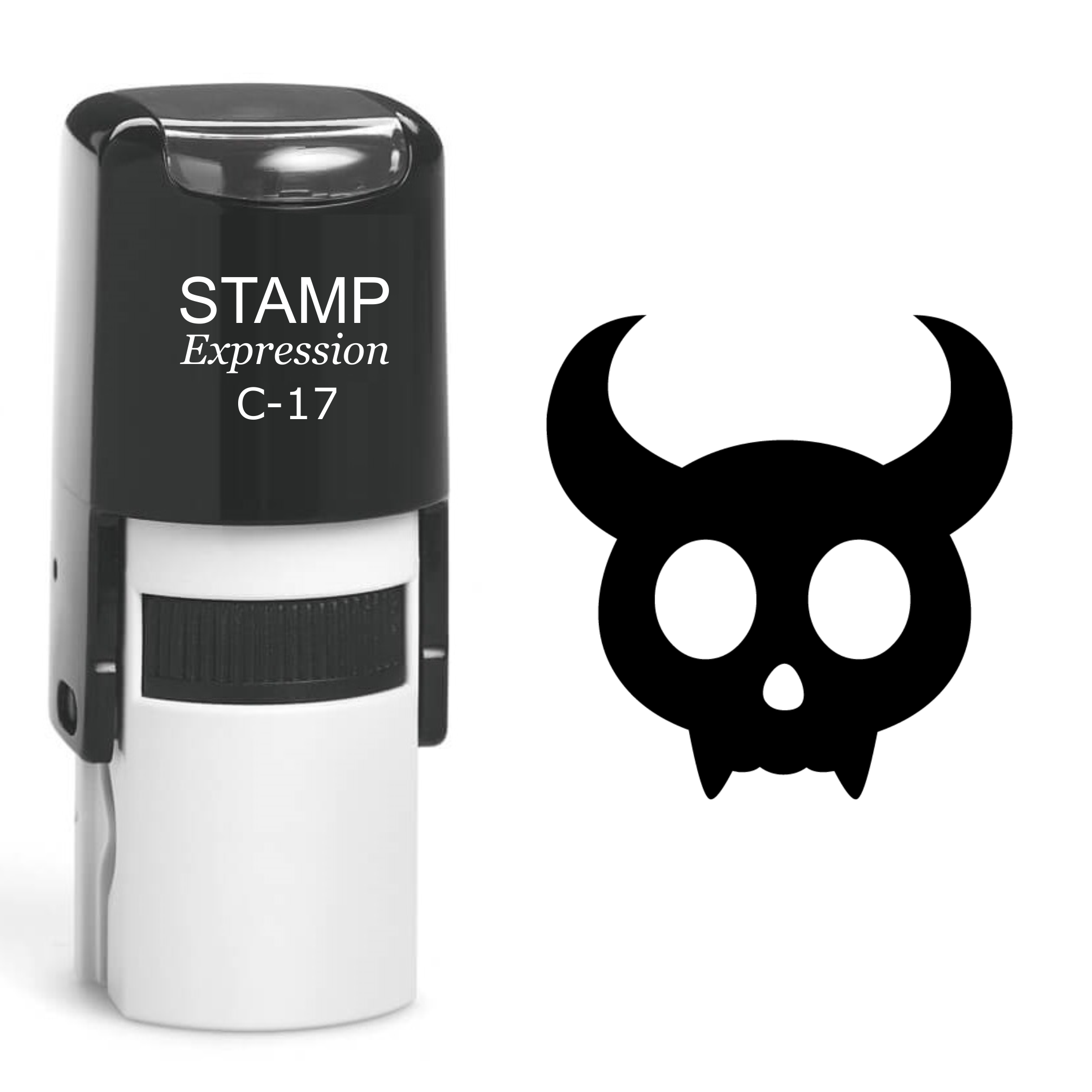 Horned Skull Self Inking Rubber Stamp (SH-60536)